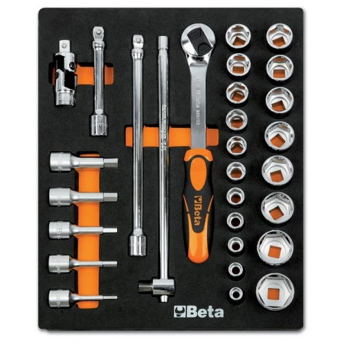 Beta Servante D'atelier Complète 024240082 T82 Jeu De Clés à Douille 29 Pièces 10 - 32 Mm 1/2". 3 Beta Servante D'atelier Complète 024240082 T82 Jeu De Clés à Douille 29 Pièces 10 - 32 Mm 1/2".