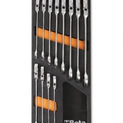 Beta Servante D'atelier Complète 024500046 M46 Clés à Cliquet Avec Genouillère 12 Pièces 8 - 19 Mm