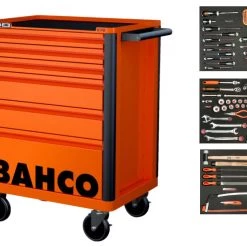 Bahco Servante D'atelier Complète 1472K6-FULL3 Chariot à Outils Orange 130 Pièces
