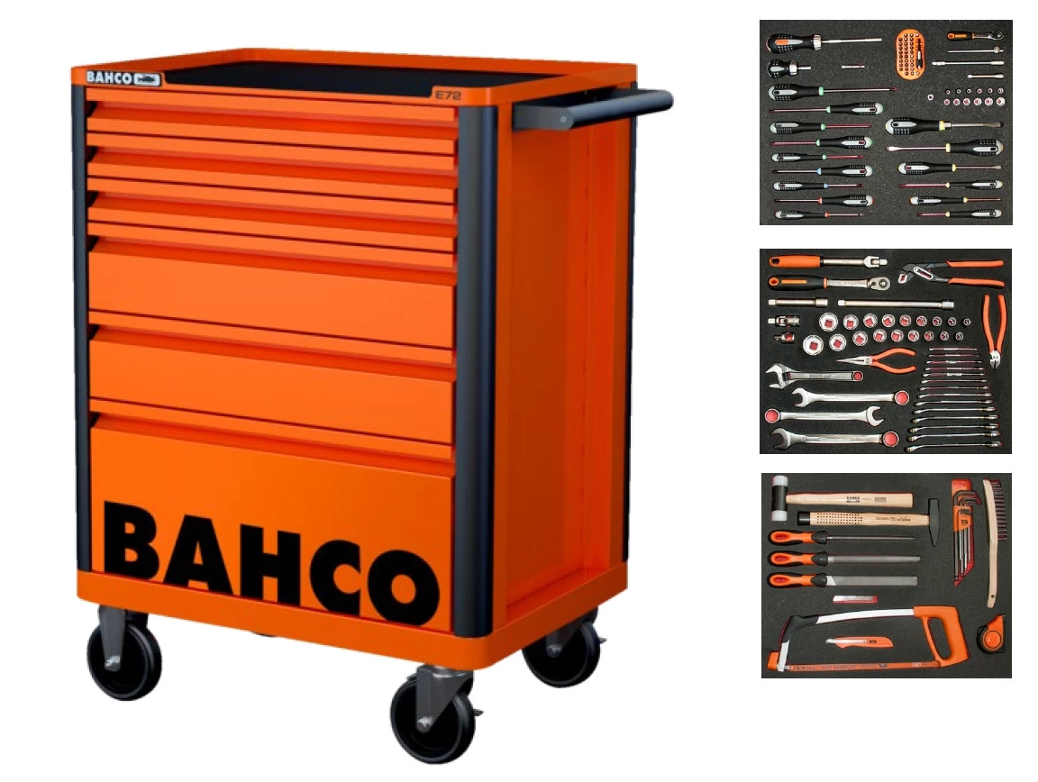 Bahco Servante D'atelier Complète 1472K6-FULL3 Chariot à Outils Orange 130 Pièces 3 Bahco Servante D'atelier Complète 1472K6-FULL3 Chariot à Outils Orange 130 Pièces