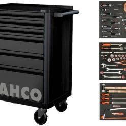 Bahco Servante D'atelier Complète 1472K6BLACK-FULL3 Chariot à Outils Noir 130 Pièces