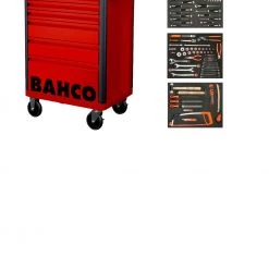 Bahco Servante D'atelier Complète 1472K6RED-FULL3 Chariot à Outils Rouge 130 Pièces