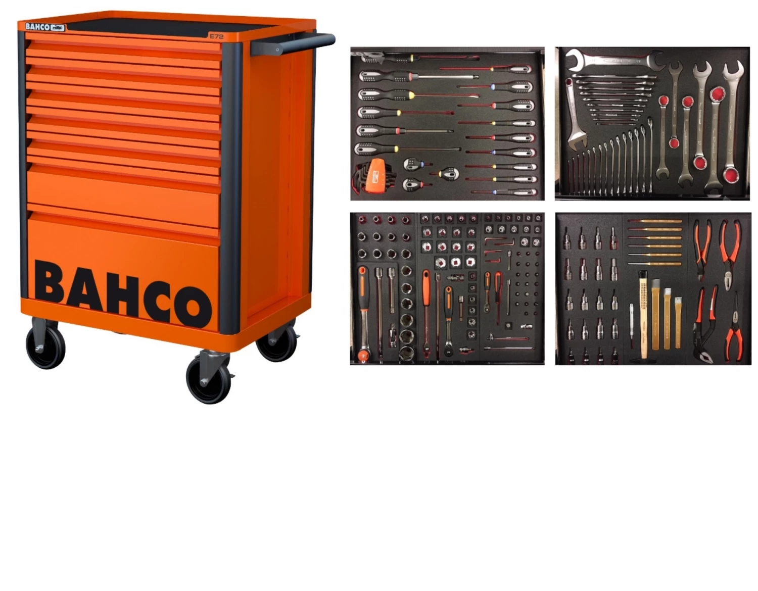 Bahco Servante D'atelier Complète 1472K7-FULL4 Chariot à Outils Orange 190 Pièces 3 Bahco Servante D'atelier Complète 1472K7-FULL4 Chariot à Outils Orange 190 Pièces