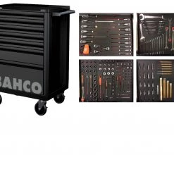 Bahco Servante D'atelier Complète 1472K7BLACK-FULL4 Chariot à Outils Noir 190 Pièces
