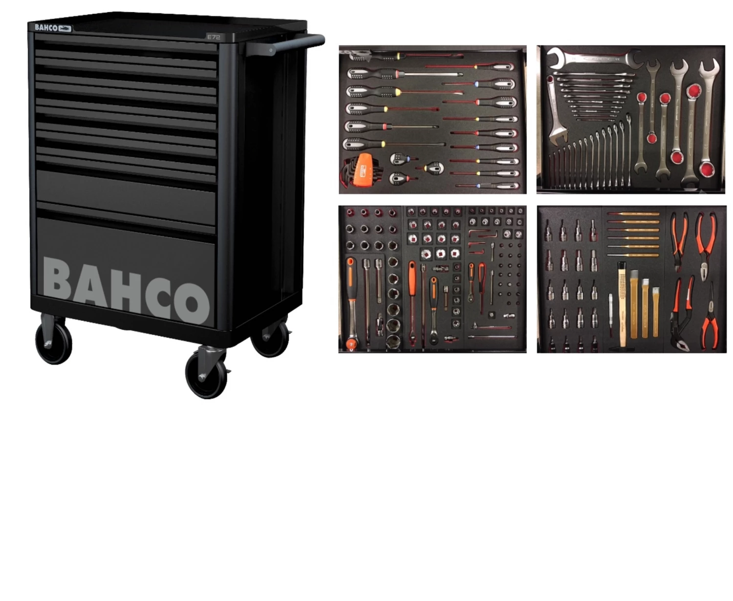 Bahco Servante D'atelier Complète 1472K7BLACK-FULL4 Chariot à Outils Noir 190 Pièces 3 Bahco Servante D'atelier Complète 1472K7BLACK-FULL4 Chariot à Outils Noir 190 Pièces