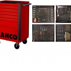 Bahco Servante D'atelier Complète 1472K7RED-FULL4 Chariot à Outils Rouge 190 Pièces