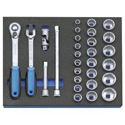 Gedore Servante D'atelier Complète 2016494 2500 CT2-D 19 Kit De Clés à Douille 1/2" En Module 2/4 CT, 29 Pièces