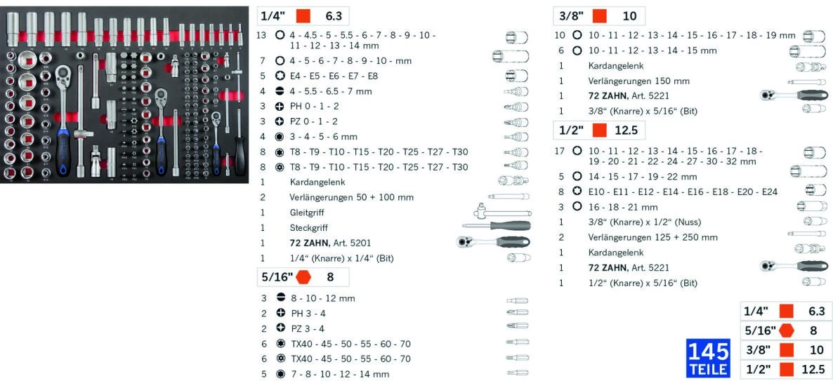 Projahn Servante D'atelier Complète 4901-591 Chariot D'atelier STAR Rempli Avec 6 Tiroirs 229 Pièces 4 Projahn Servante D'atelier Complète 4901-591 Chariot D'atelier STAR Rempli Avec 6 Tiroirs 229 Pièces – Image 2