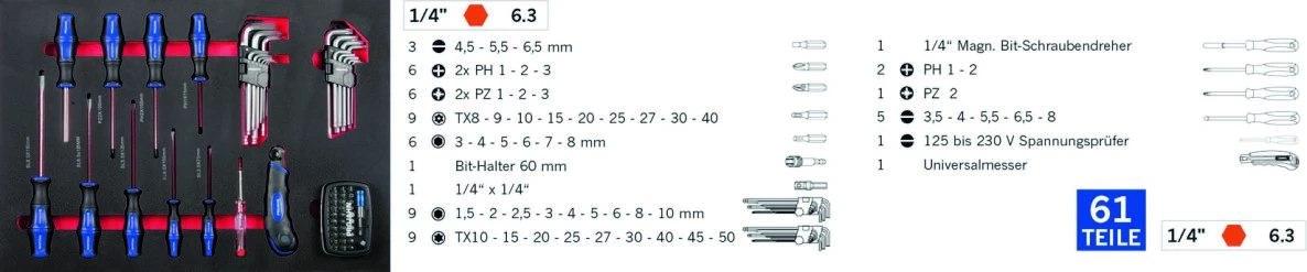 Projahn Servante D'atelier Complète 5501-591 Chariot D'atelier GALAXY Avec 7 Tiroirs, 229 Pcs. Équipement Proficraft Bleu / Anthracite 5 Projahn Servante D'atelier Complète 5501-591 Chariot D'atelier GALAXY Avec 7 Tiroirs, 229 Pcs. Équipement Proficraft Bleu / Anthracite – Image 3