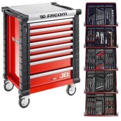 Facom Servante D'atelier Complète JETCM175BNL Chariot à Outils Rempli De Rouge
