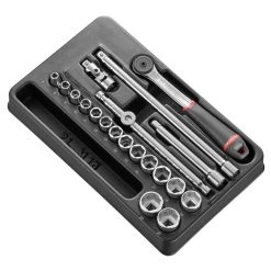 Facom Servante D'atelier Complète MOD.J161-36 Module De Douilles Métriques 3/8" 6 Faces 20 Pièces