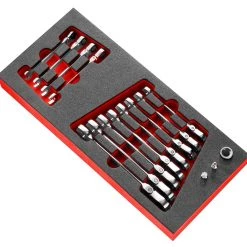 Facom Servante D'atelier Complète MODM.467BFJ12PB Clés à Cliquet à Charnière, Tailles Métriques 12 Pièces