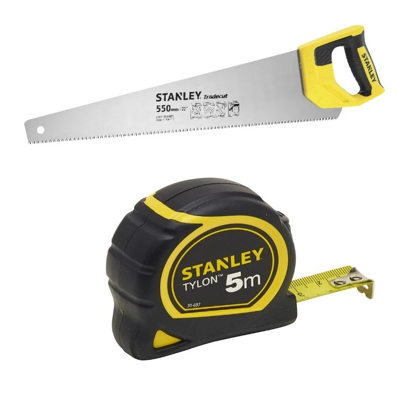 Stanley Scie à Bois STHT1-20352SB STHT1-20352 Scie à Main Tradecut Universal 550mm + 0-30-697 Ruban à Mesurer Tylon 5m - 19mm 3 Stanley Scie à Bois STHT1-20352SB STHT1-20352 Scie à Main Tradecut Universal 550mm + 0-30-697 Ruban à Mesurer Tylon 5m - 19mm